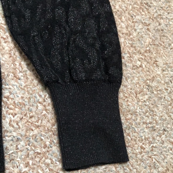 Lauren Ralph Lauren Woman Glitter Animal Print Black Sweater size S - Picture 5 of 7